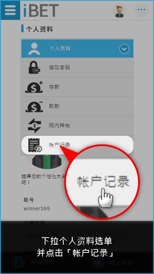 iBET手机版新手指南-红利赠点记录查询-帐户记录