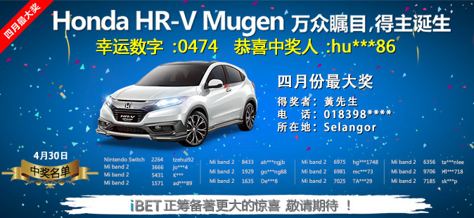 IBET 0430 直播抽獎 - Honda HR-V