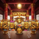 Vibrant online slot machine interface with golden dragon symbols, lucky coins, and a prominent jackpot display, representing Asian-themed casino games.