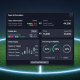 Sleek digital sports betting interface displaying football match odds and statistical insights comparing home and away team performance, with data visualizations and a subtle football field background.