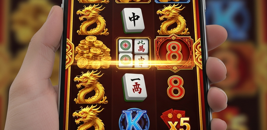 Vibrant online slot machine interface with Asian-themed symbols like dragons and mahjong tiles, showing active gameplay on a modern, mobile-friendly platform, representing PG Soft's appeal to Malaysian players.