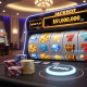 Dynamic online slot machine interface in demo mode, featuring spinning reels with jackpot symbols and a prominent jackpot display, set in a luxurious online casino environment.