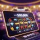Vibrant progressive jackpot slot machine interface showing spinning reels with winning symbols and a large jackpot display, representing high RTP and premium online casino gaming in Malaysia.