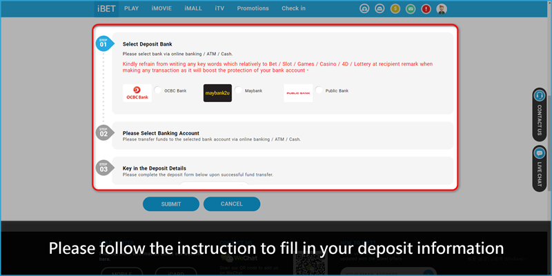 iBET Promotion Tutorial - Get Free RM50 by deposit RM30-fill in