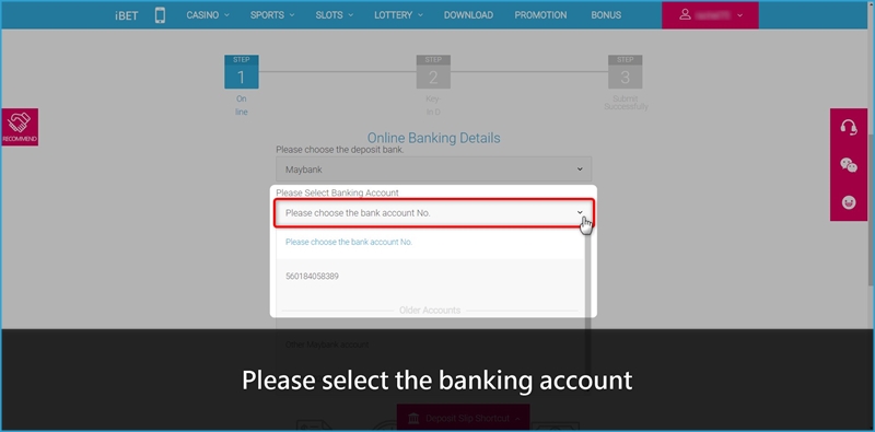 How to Make Bank Deposit to Play Casino Games-6Select account