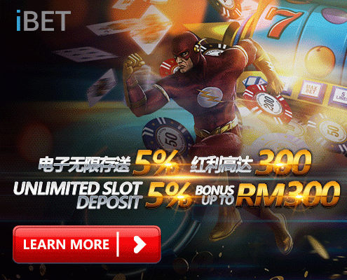 iBET Promotion - 5% Unlimited Slot Deposit Bonus Up to RM300