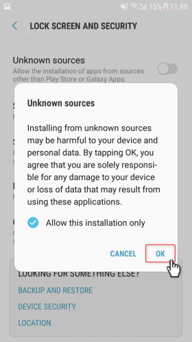 Click “OK” to allow the installation of iBET APP
