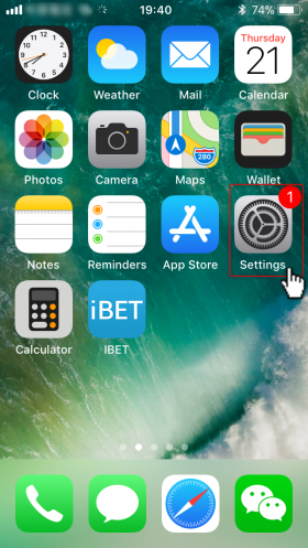 Sees the “iBET” icon indicating that the download has been completed