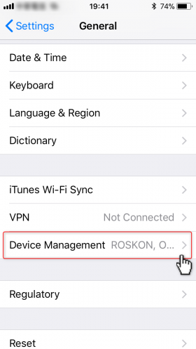 Click on the “Device Management” function