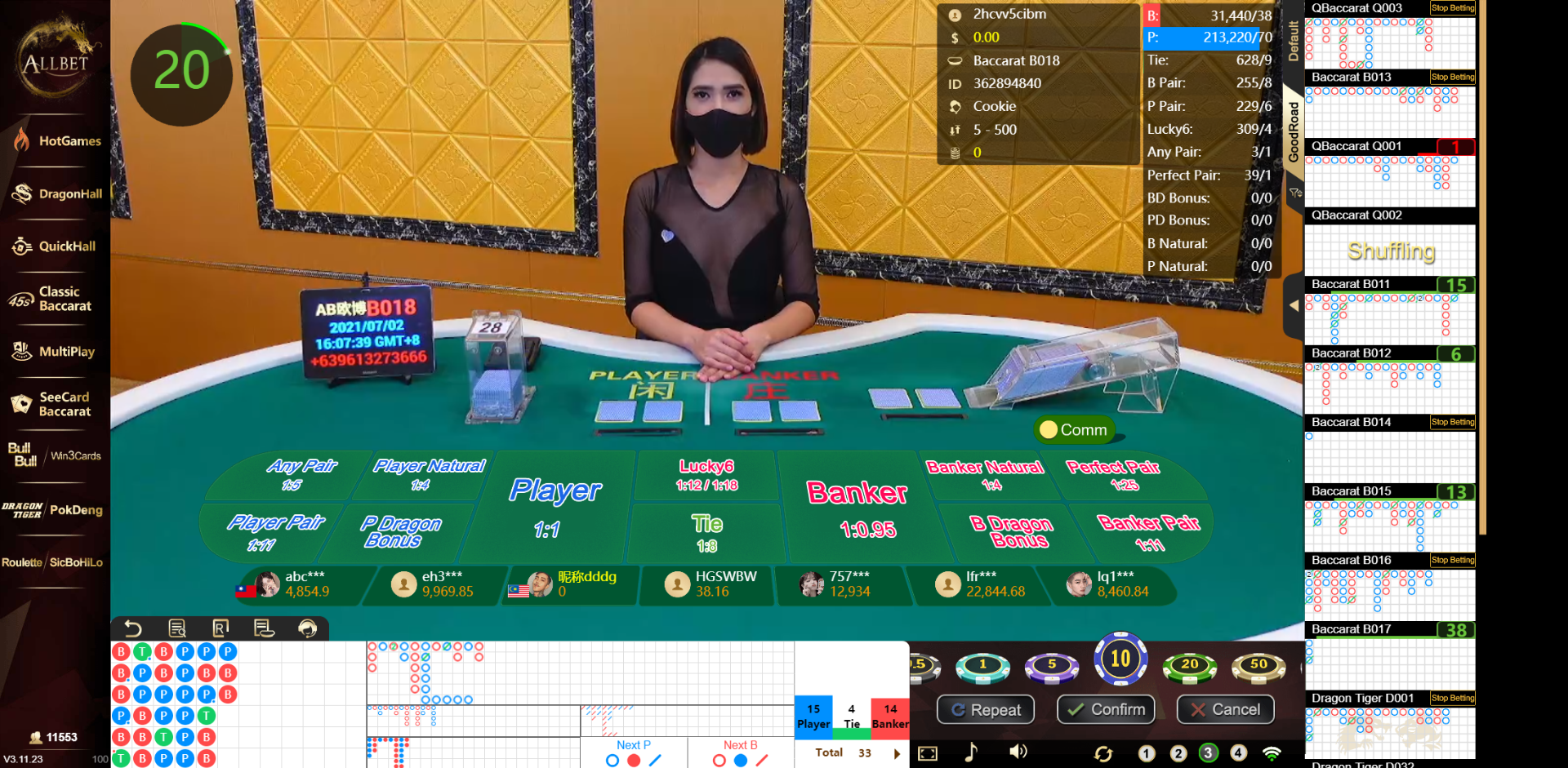 Allbet offers players five distinct gamerooms for players to choose from