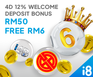 i4D 12% Welcome Deposit Bonus, Deposit RM50 Free RM6