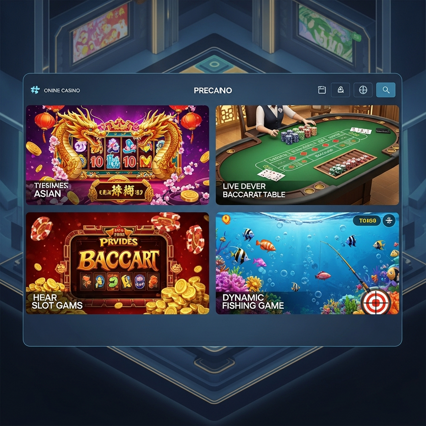 Illustrates the variety and quality of games offered by different Tier-1 and Tier-2 game providers within a modern online casino lobby.