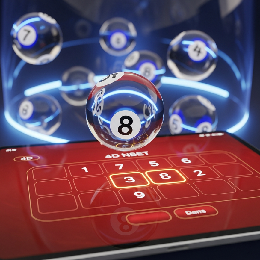 Illustrates the core mechanics of Magnum 4D, specifically the selection of 4-digit numbers and the lottery draw process, emphasizing the digital aspect.