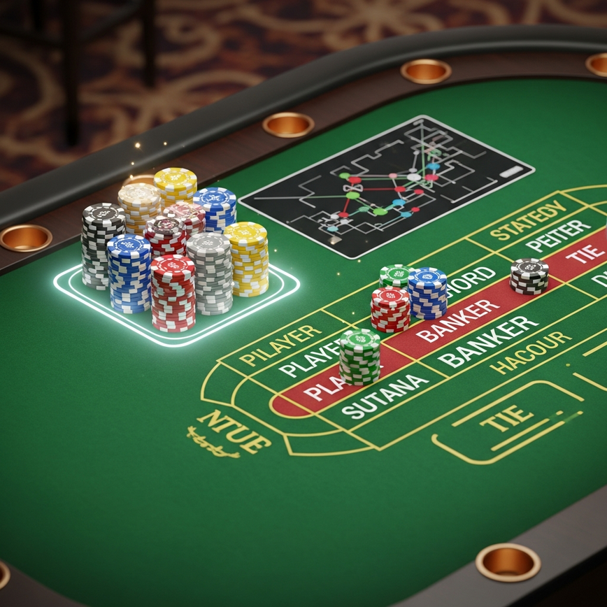 Visualizes the concept of bankroll management and strategic betting in Speed Baccarat, as discussed in the 'Essential Speed Baccarat Strategies' section.