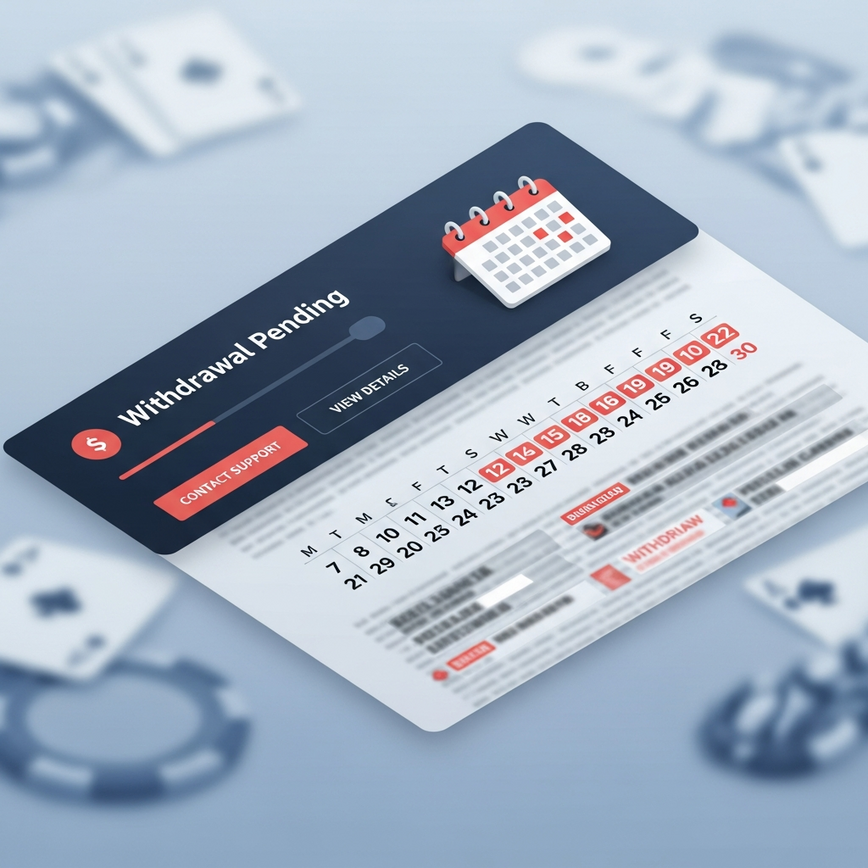 Visualizes unrealistic withdrawal restrictions and ambiguous bonus terms that lead to delayed or denied payouts.