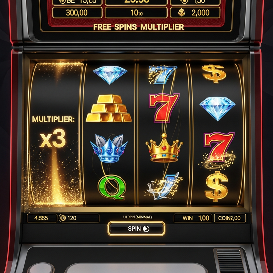 描绘免费旋转奖励回合中的累进乘数概念，显示不断增长的赢奖潜力。