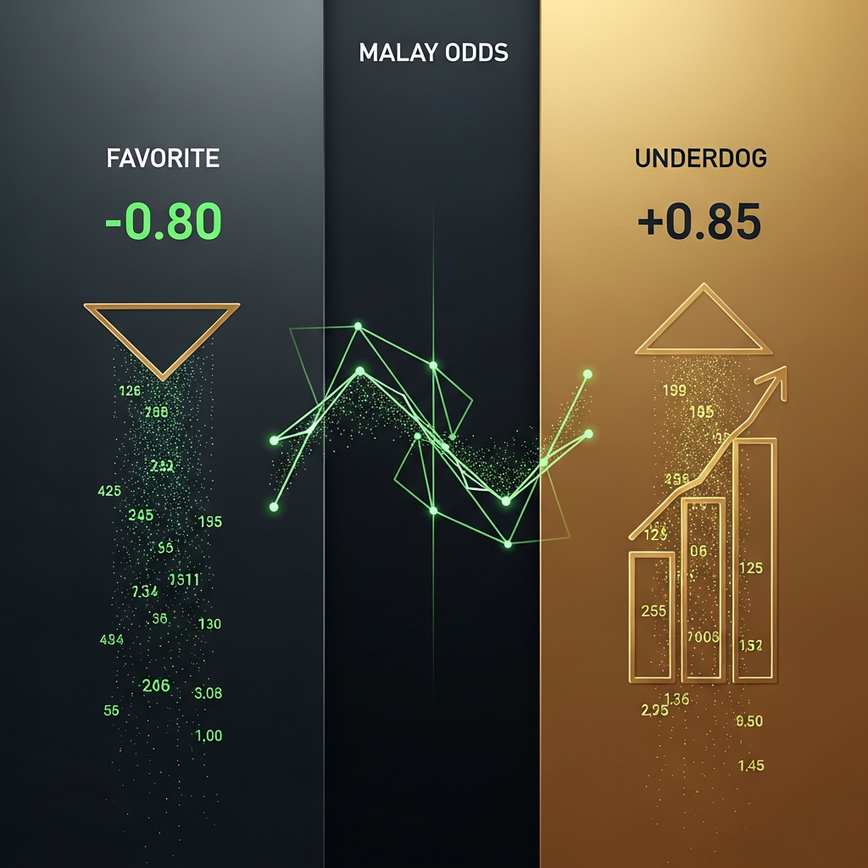 Depicts the unique positive and negative values of Malay Odds, connecting them visually to the concept of Asian Handicap betting.