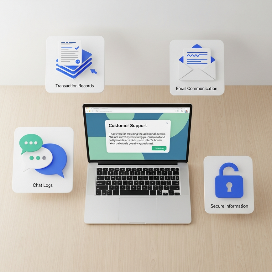 图示了收集文件和联系客户支持对于解决赌场提款延迟的重要性。