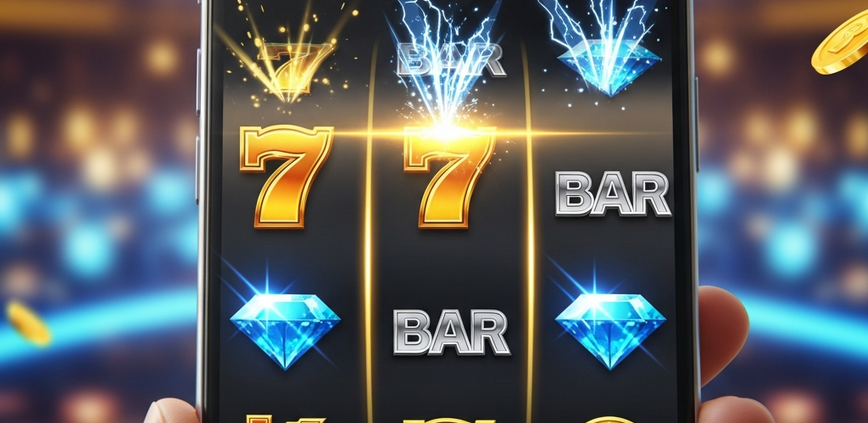 Sleek smartphone displaying a vibrant, high-performance mobile casino game with smooth animations and glowing UI elements, representing optimal gameplay.