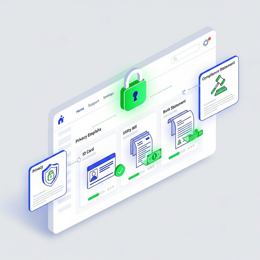 展示了使用通用身份和地址文件进行“了解您的客户”(KYC)验证的过程。