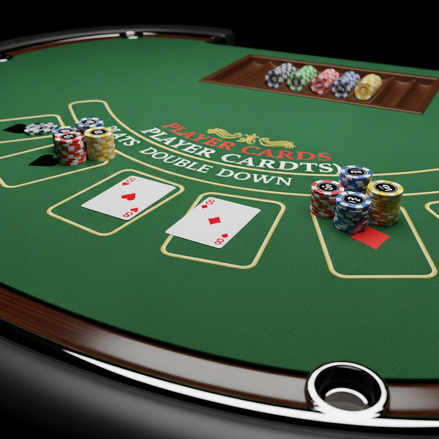 图示不同规则变化，特别是‘分牌后加倍’，如何影响二十一点的概率和玩家策略。