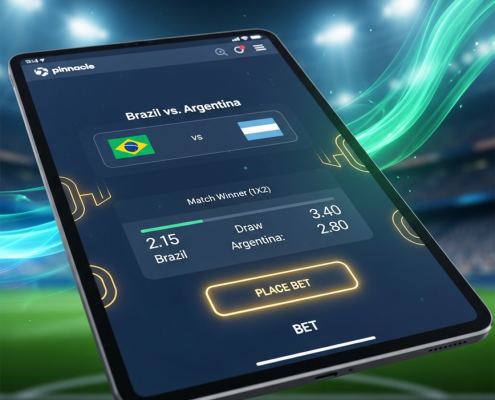 Modern online football betting interface on a mobile device, showing a match fixture, odds, and a 'Place Bet' button, with a blurred football stadium and '2026' in the background, symbolizing World Cup betting for beginners.