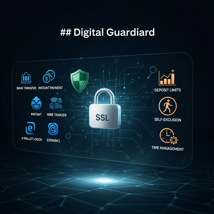 Highlights the secure payment methods and integrated responsible gaming features offered by the platform, building trust and demonstrating player protection.