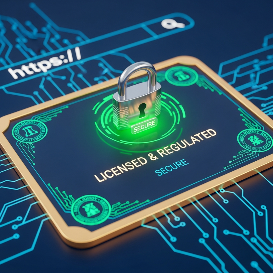 Illustrates the importance of valid gaming licenses and advanced SSL encryption for data protection in online casinos.