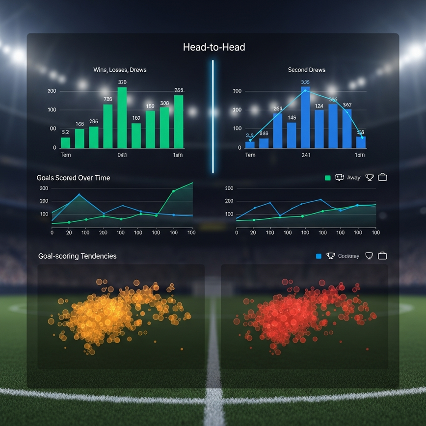 To illustrate the 'H2H Analysis Framework' section, showing a detailed statistical breakdown on a professional analytics dashboard.