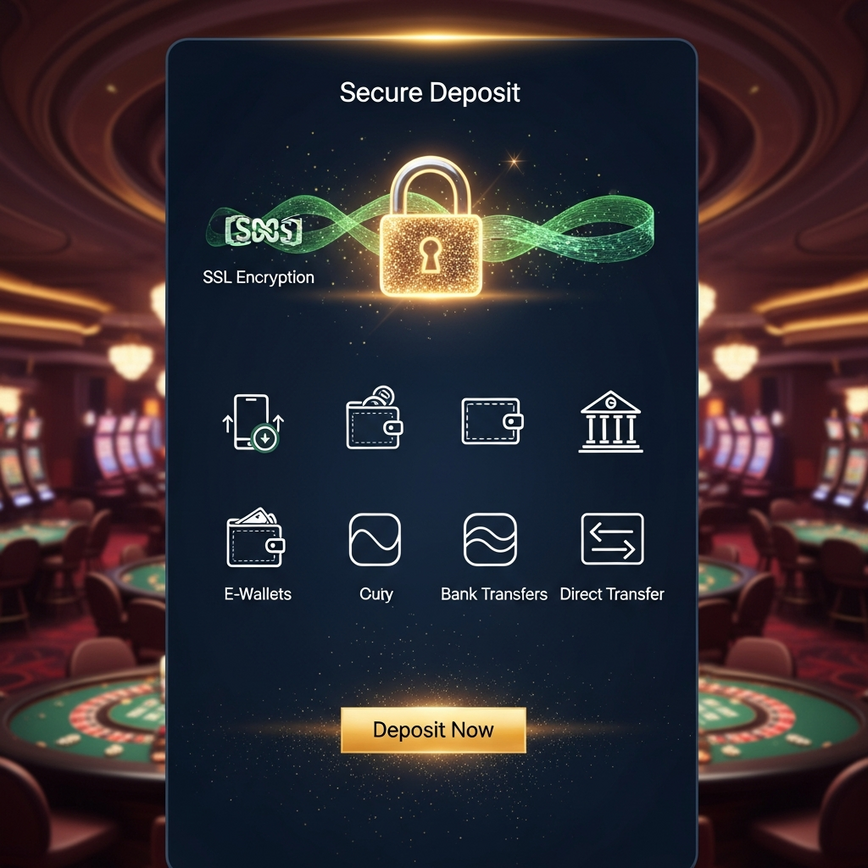 Visualizes the secure and easy transition from demo play to real money deposits, emphasizing trusted payment methods for Malaysian players.