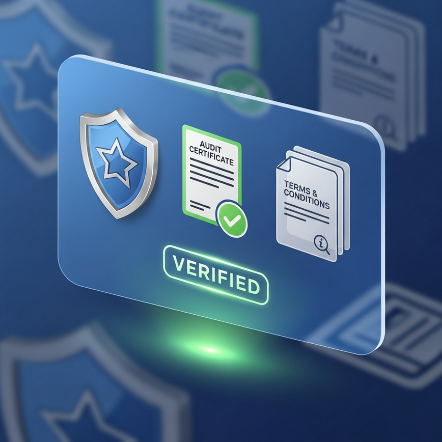 Illustrates the key elements of payment reliability: licensing, auditing, and transparent terms, aligning with the verification checklist.