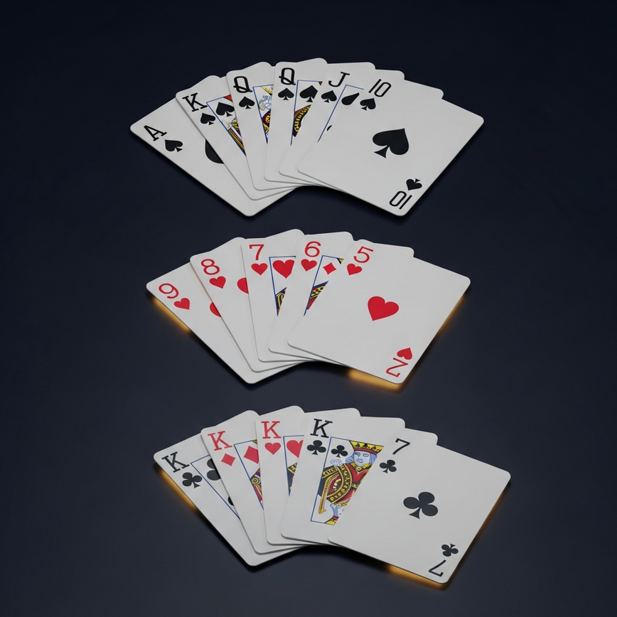 Visual guide illustrating the top-tier poker hand rankings for easy comprehension.