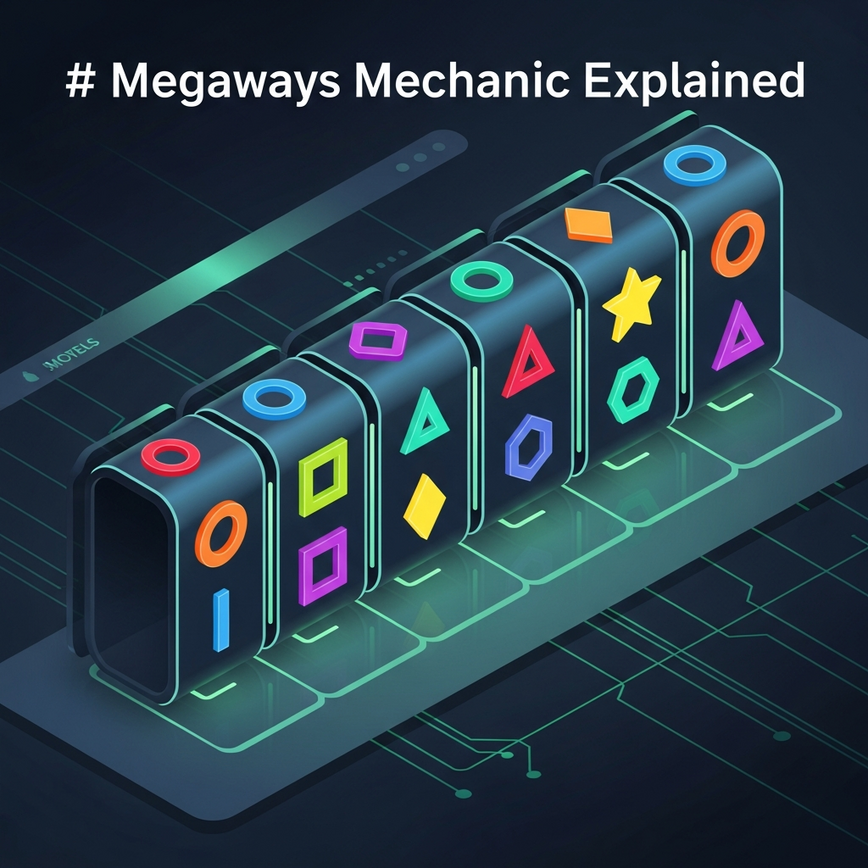 Illustrates the core Megaways mechanic: how the number of symbols per reel varies and how the 'ways to win' are calculated.