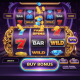 Vibrant online slot machine interface featuring a prominent, glowing 'Buy Bonus' button, with animated bonus round effects in the background, representing the decision to purchase direct access to game features.