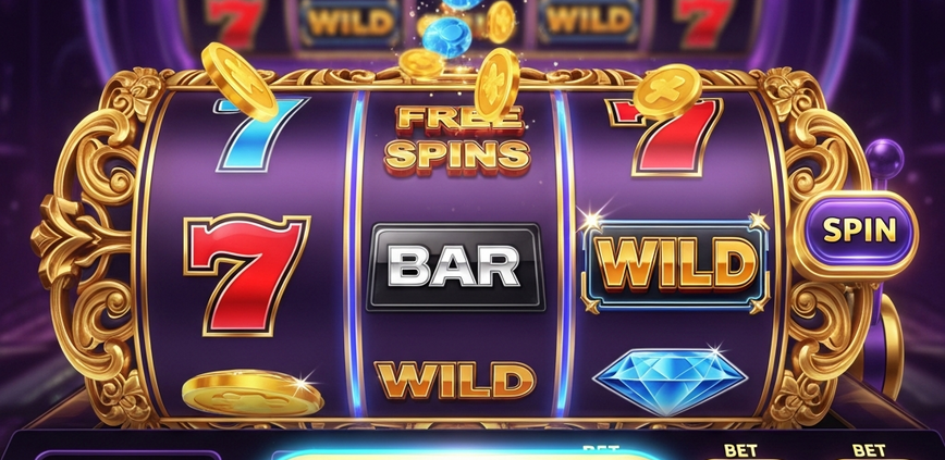 Vibrant online slot machine interface featuring a prominent, glowing 'Buy Bonus' button, with animated bonus round effects in the background, representing the decision to purchase direct access to game features.