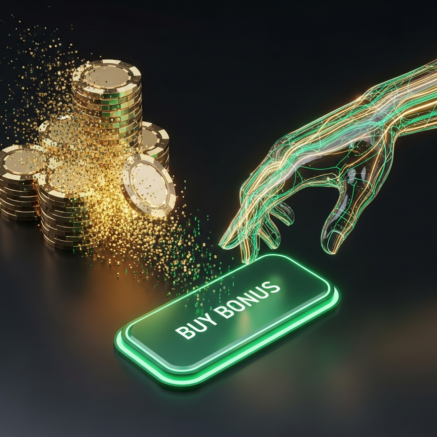 Illustrates the mechanism and cost of buying a bonus round, showing a virtual transaction or exchange between virtual currency and bonus activation.