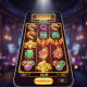 A vibrant Jili-style online slot machine interface on a mobile device, featuring Asian cultural symbols like golden dragons and lucky coins, with cascading wins and a progressive jackpot display, representing its popularity and high RTP in Asian markets.