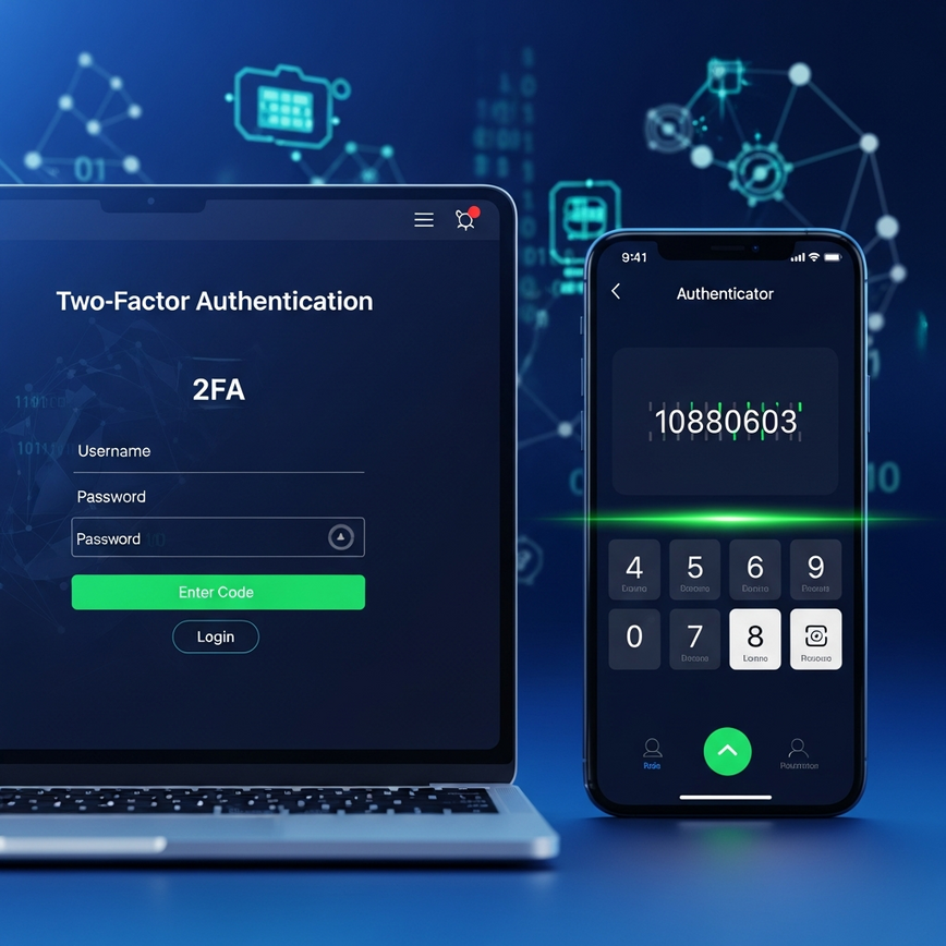 Visualizes the concept of Two-Factor Authentication (2FA) as a key prevention measure for online casino accounts.