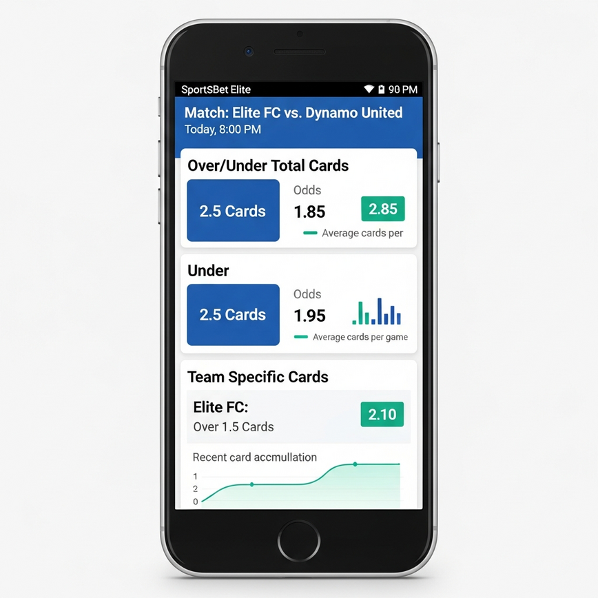 展示了现代移动体育博彩平台上各种可用的罚牌投注盘口。