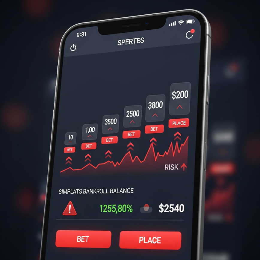 Illustrates the concept of 'Loss Chasing' in sports betting, showing increasing risk and potential negative outcomes.