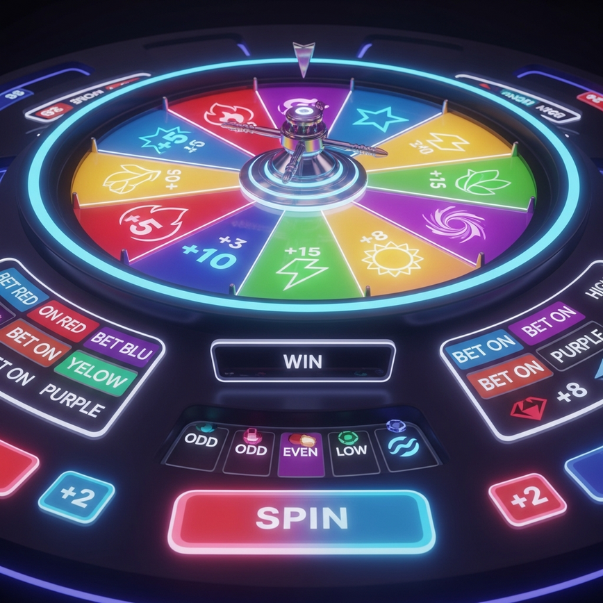 Depicts the energetic and entertainment-focused nature of live casino game shows, appealing to players seeking interactive fun.