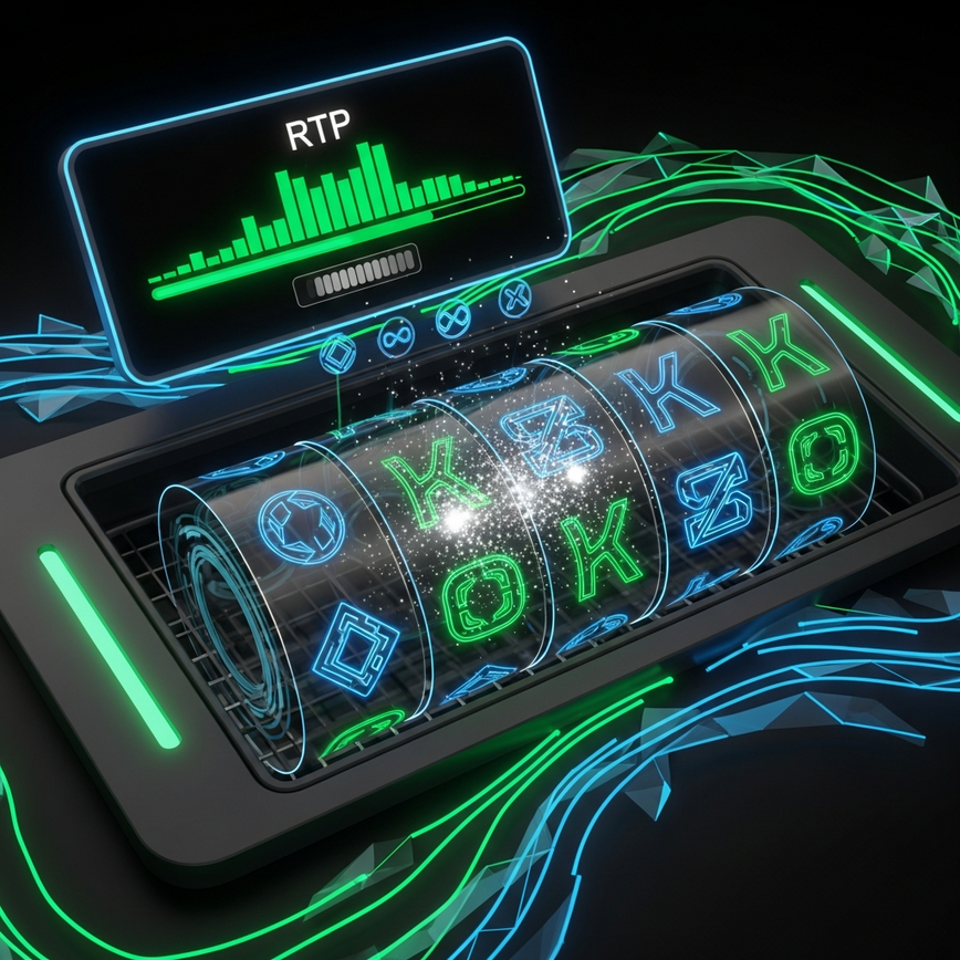 Illustrate the concept of 'Enhanced Return-to-Player Rates' and 'Unique Game Mechanics' for exclusive slots, showing advanced features and better odds.