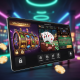 A dynamic, high-resolution visual of a modern Malaysian online casino interface, seamlessly blending slot machine reels with winning symbols, a live dealer game table, and sports betting odds, accented by secure payment icons and a prominent bonus offer, all set against a luxurious, high-tech backdrop.