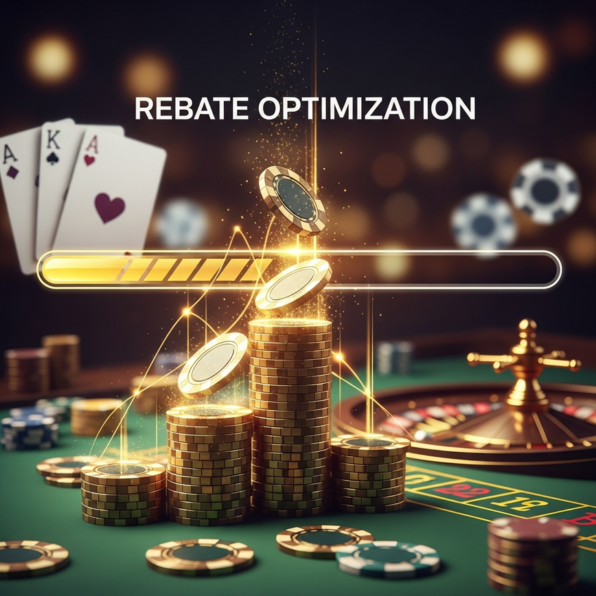 Visualizes the strategic aspect of maximizing rebates and managing bankroll across multiple baccarat tables, supporting the 'Maximizing Rebates Through Strategic Multi-Table Play' section.