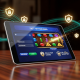 A premium online casino interface on a tablet, displaying a 'fast withdrawal' notification, secure login, and a vibrant slot game preview, symbolizing trust, efficiency, and security in Malaysian online gambling.
