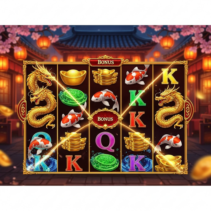 Illustrates the distinct cultural themes and gameplay mechanics favored by Malaysian players in Asian slot games, featuring traditional symbols and a prosperous atmosphere.