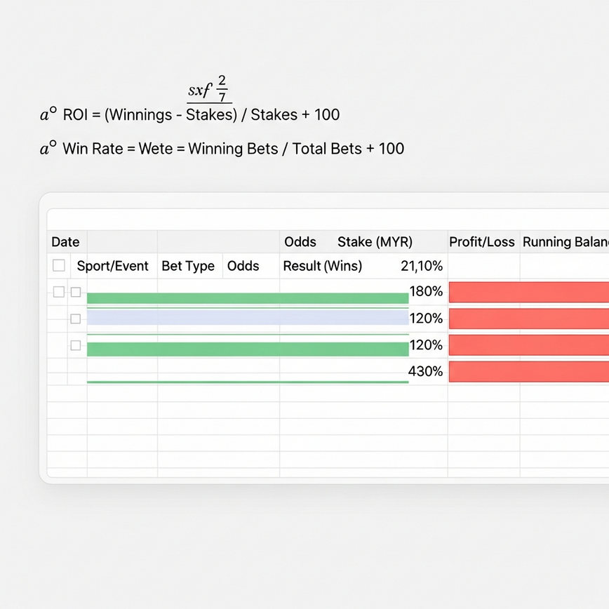 Illustrates the core betting performance metrics and the structure of a tracking template, emphasizing organization and clarity.