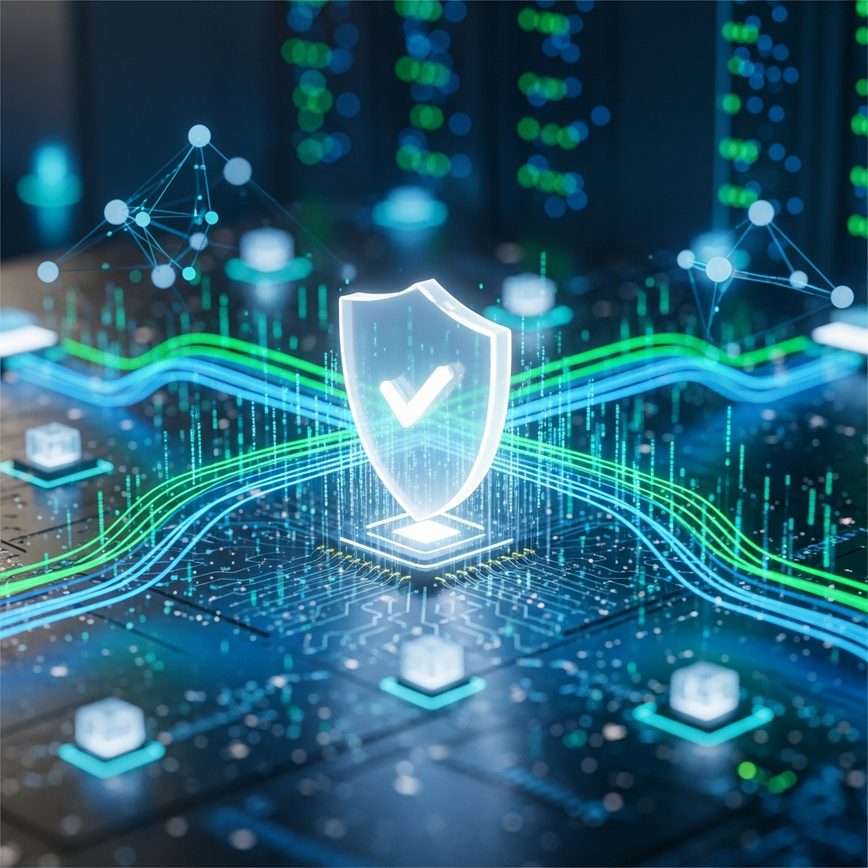 Visualizes the advanced technology and security measures (KYC, automation, API integration) that underpin fast and reliable casino payouts.