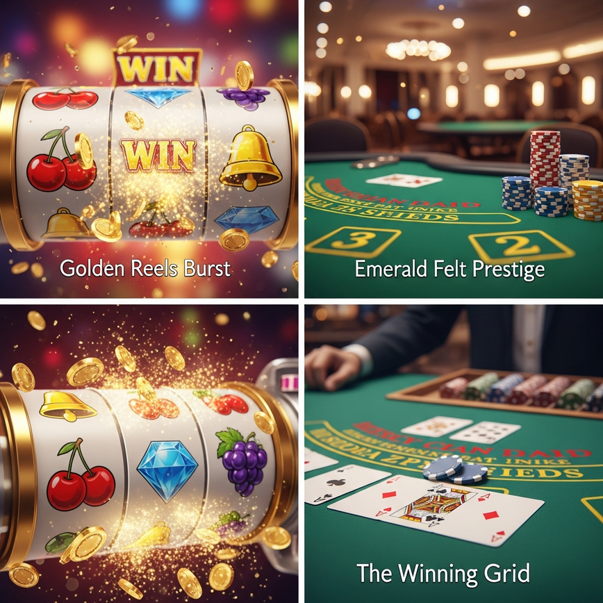 展示一站式平台上提供的多样化游戏类别（真人赌场、体育博彩、老虎机游戏、4D万字票），与“什么是一站式博彩平台”部分的内容相呼应。