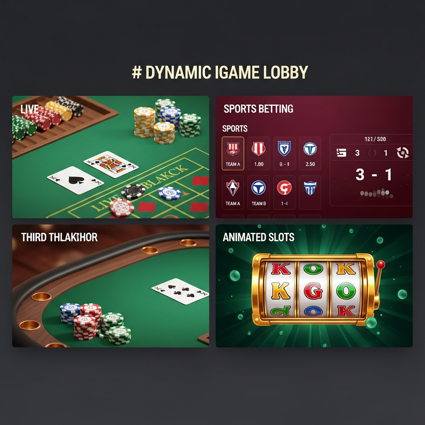 展示了通过单一账户可访问的多种游戏类别，如文章所列：真人娱乐场、体育博彩、老虎机游戏和4D彩票。